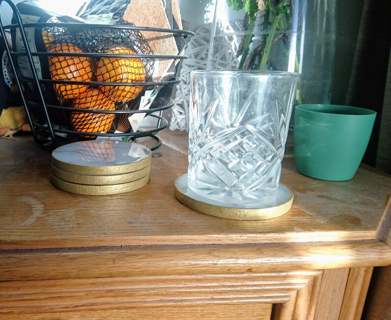 Marble Design Resin Coasters With or Without Gold Edging Etsy