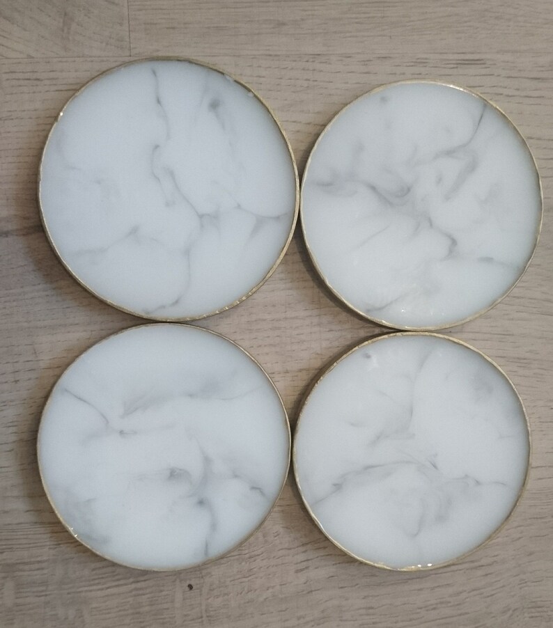 Marble Design Resin Coasters With or Without Gold Edging Etsy