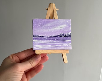 Lilac Snowfall Painting, Hand-Painted Acrylic Canvas