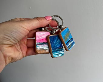 Handpainted Wooden Keyrings - Rectangle