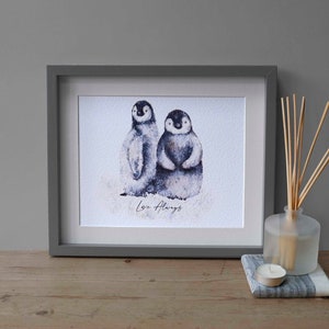 Personalised Penguin Gifts, Penguin Couple, Penguin Family Print, Penguin Print, Couples Gifts, Valentines Gift, Birthday Penguins