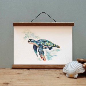 Sea Turtle Print, Sea Art, Turtle Painting, Coastal Print, Tropical Ocean, Home Decor, Sea Turtle, Underwater Animal Print