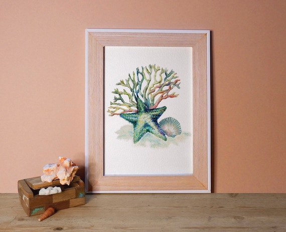 Art sous marin art mural nautique pépinière tropicale étoiles  