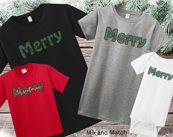 Vrolijke kerst-T-shirts voor het hele gezin