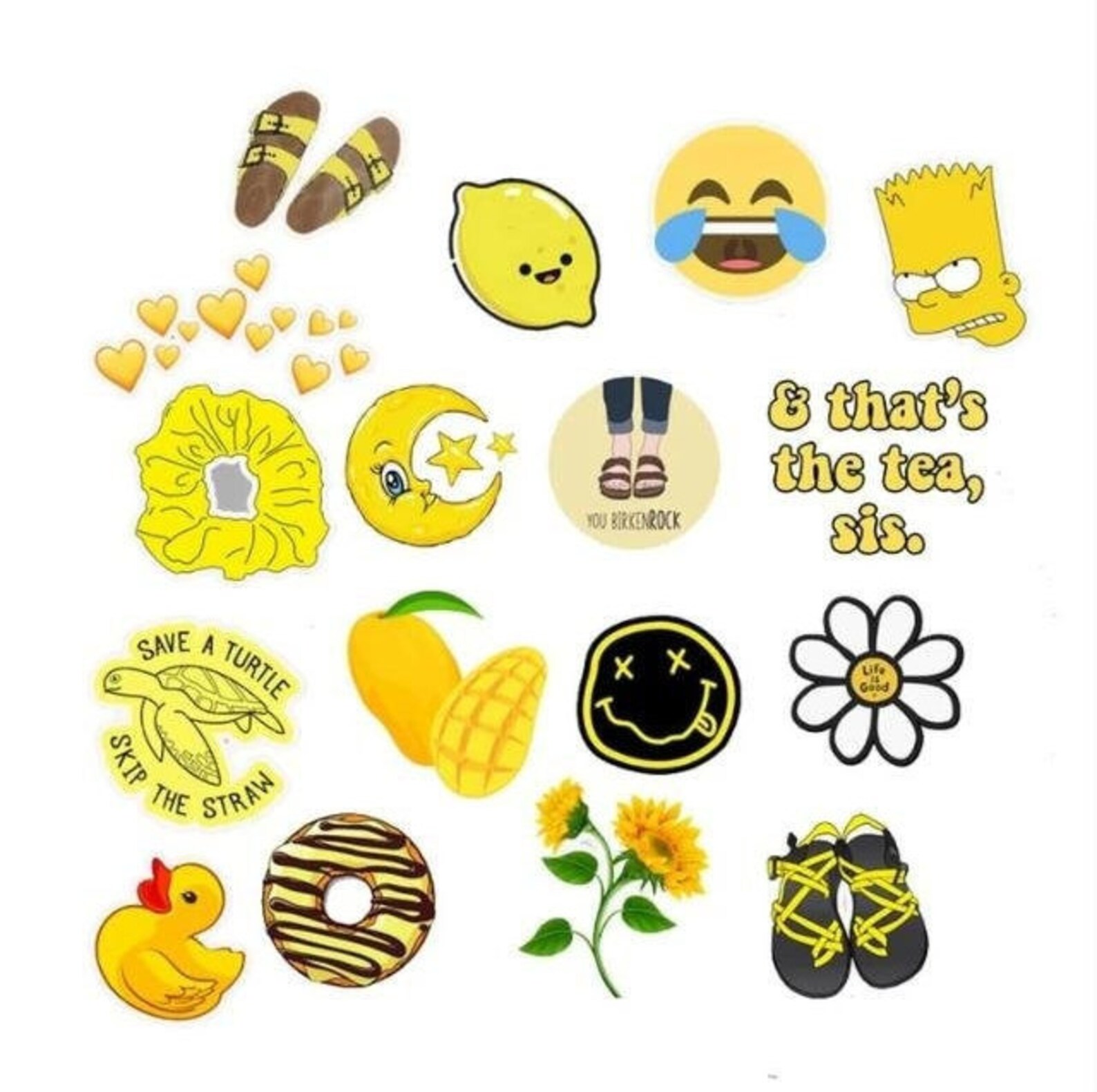 Yellow Graphic Stickerscutevariation Pack Etsy