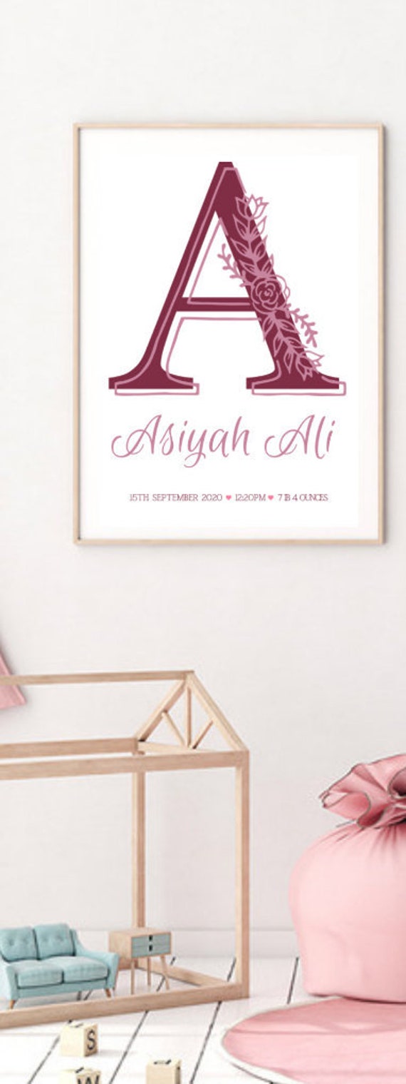 Personalised nursery name print New baby print Nursery Etsy