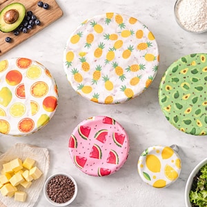 Abdeckhauben für lebensmittel,hauben für schüsseln, 5 Stk Wiederverwendbare Abdeckhauben aus PUL Stoff