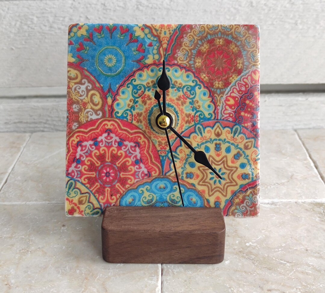 Tile Clock Handmade Marble Tile Clock With Oriental Motif - Etsy