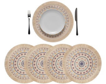 DEVINITA Lot de 1, 2 ou 4 sets de table ronds (Ø 35cm), sets de table résistants à la chaleur et lavables au style Boho avec motif mandala