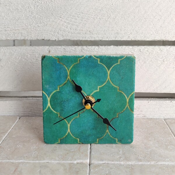 Horloge Murale/tableau En Carreaux De Céramique – Faite Main – Noir 24h