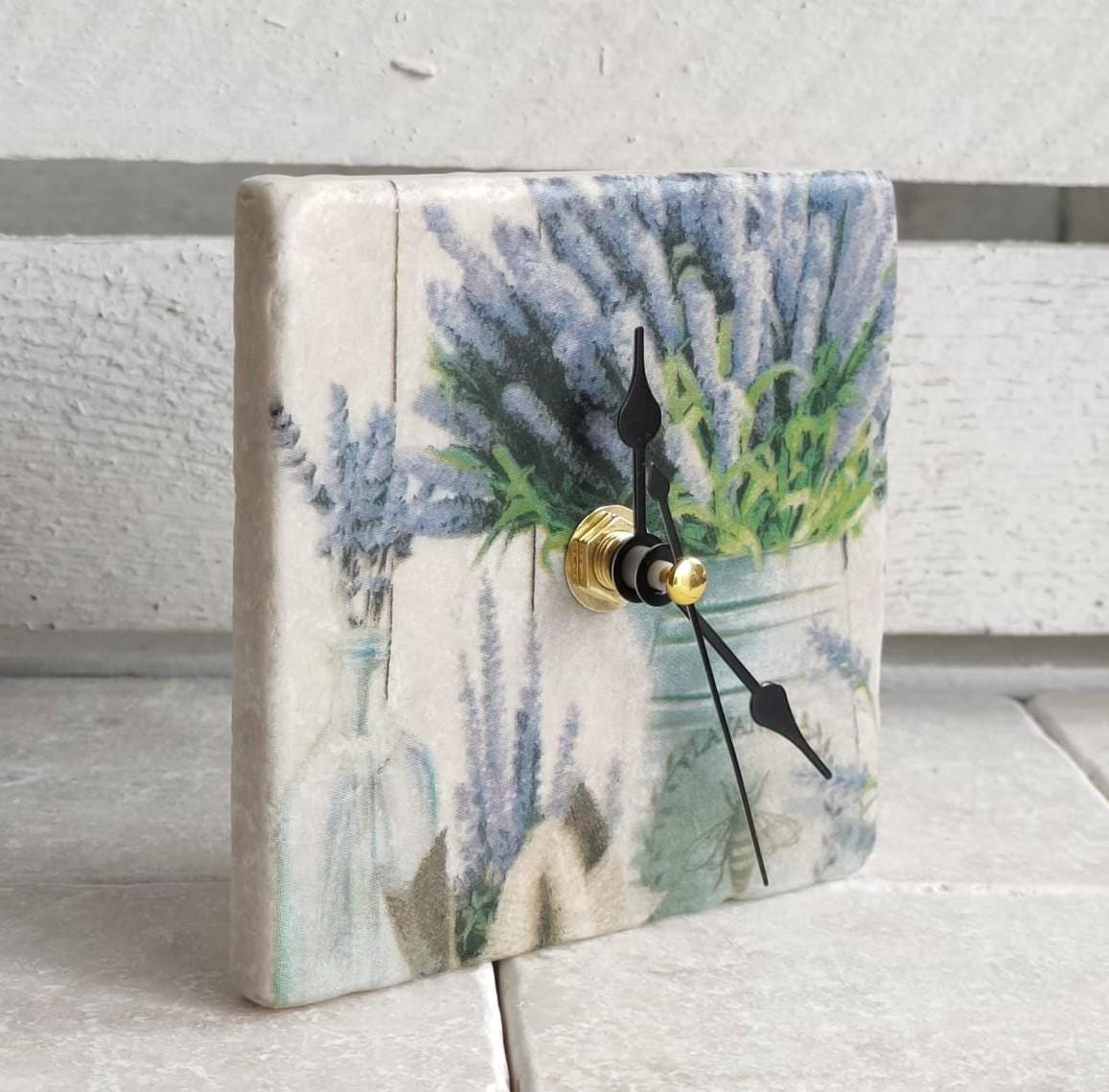 Tile Clock Marble Tile Clock Including Wooden Stand, Small Table Clock, Shelf ...