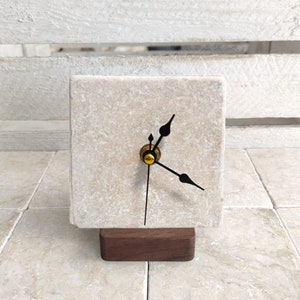 Marble tile clock, Small table clock, Mini clock