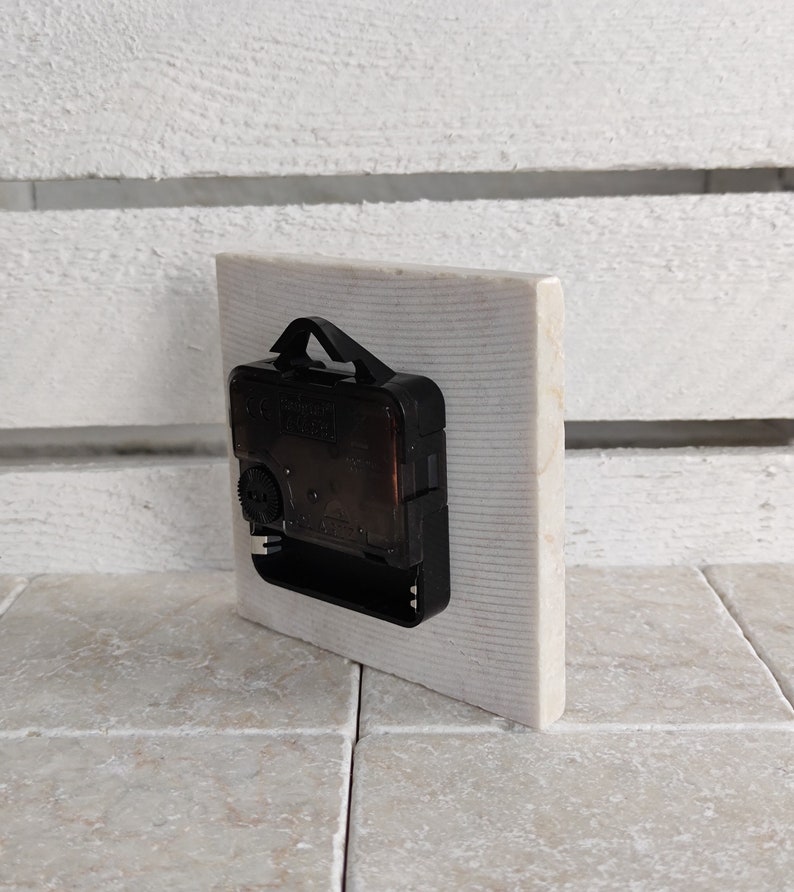 Tile Clock Handmade Marble Tile Clock With a Heart Motif, Including Wooden Stand ...