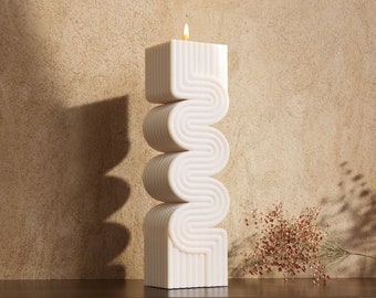 Vela de pilar de onda / Vela en forma de onda / Vela de forma irregular / Vela de raya / Vela de pilar / Vela geométrica / Vela moderna / Vela en zig zag