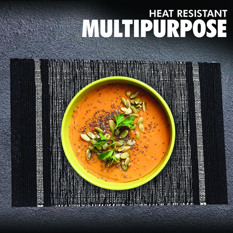 Black and White Placemats Set of 4 Black Placemats Hand Woven Etsy