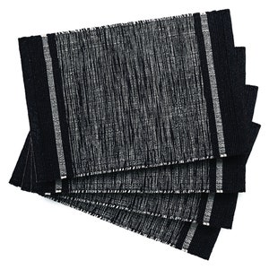 Black and White Placemats Set of 4  Black Placemats Hand Woven Placemats Black Mats Farmhouse Placemats Rustic Placemats