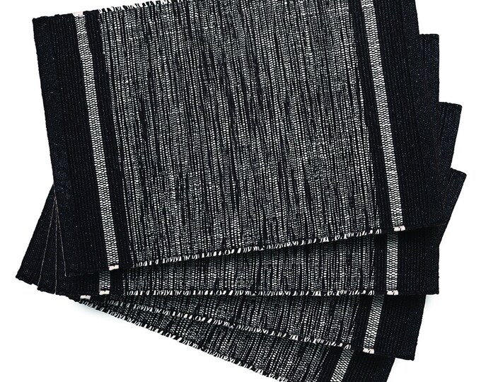 Black and White Placemats Set of 4 Black Placemats Hand Woven Placemats