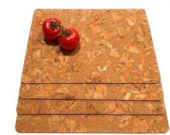 Natural Cork Placemats Set of 4 Rectangle 17x12  Heat Resistant Placemats Farmhouse Placemats Wood Placemats Cork Trivets Hot Pads Coasters