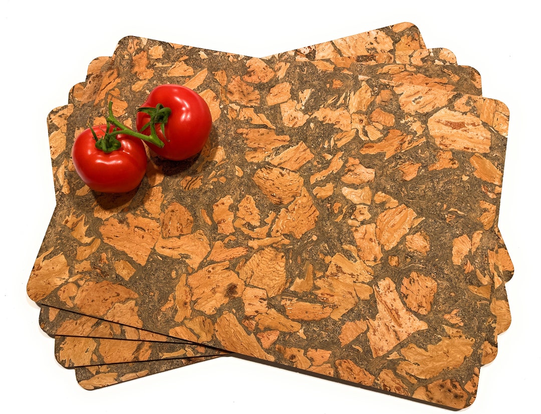 Smoked Cork Table Placemats Set of 4 Rectangle17x12 , 4mm Smoked Gray