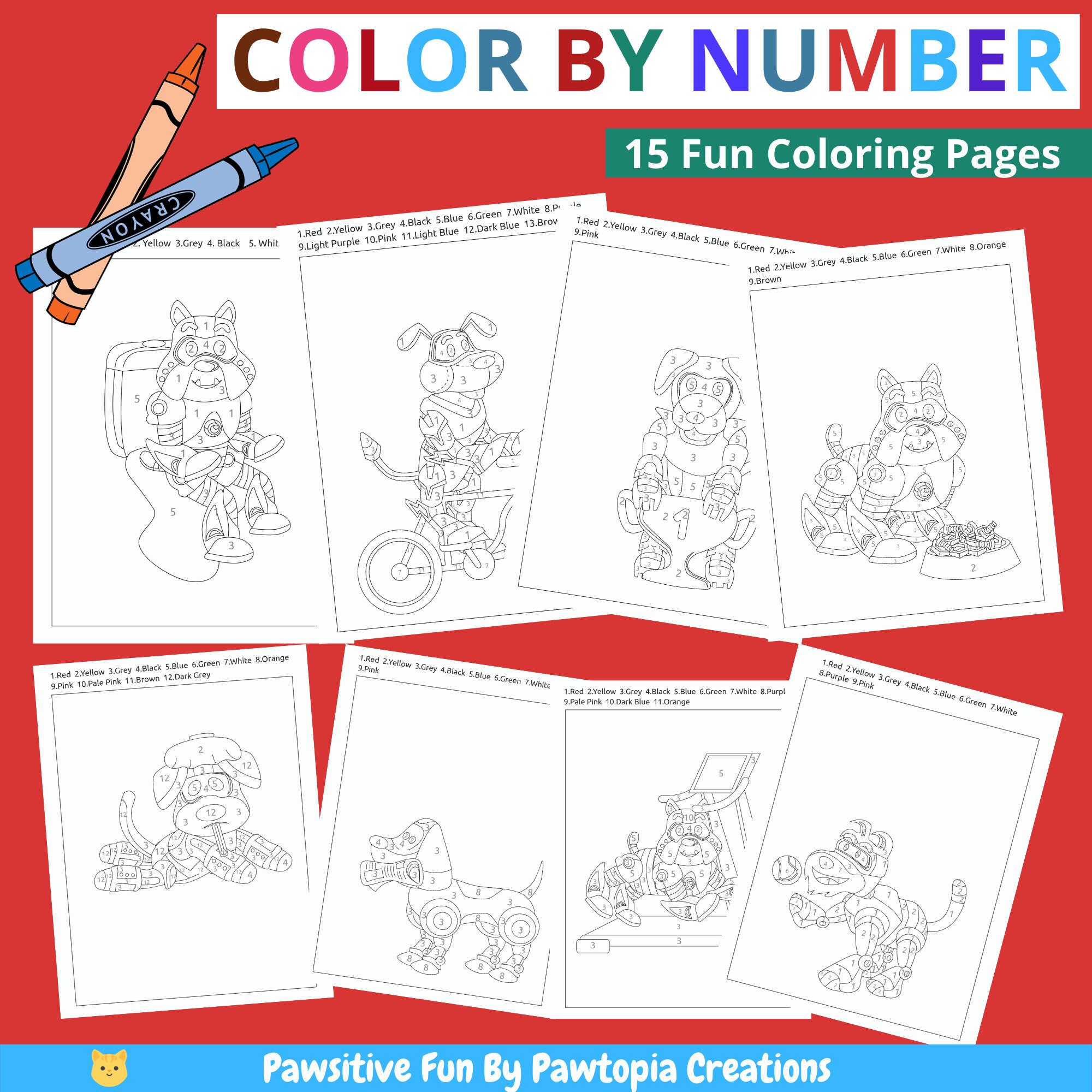 Number Bot Color Pages Color by Number Printables for Kids -robot Themed Worksheets/activity ...
