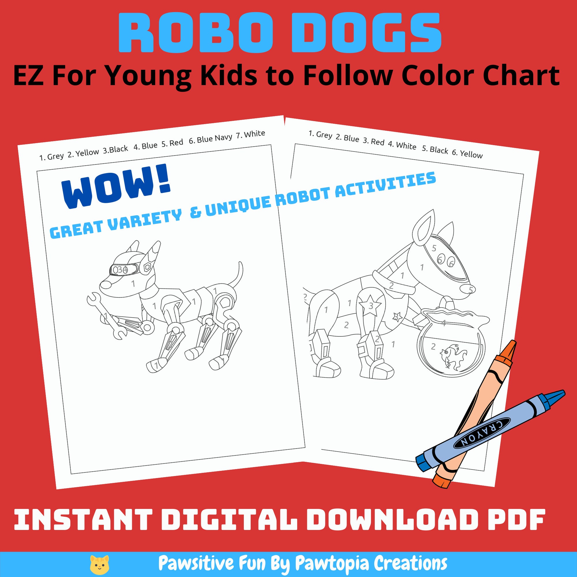 Number Bot Color Pages Color by Number Printables for Kids -robot Themed Worksheets/activity ...