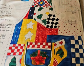 vintage Alma Lynne conçoit un panneau de tissu pour gilet de Noël 1997