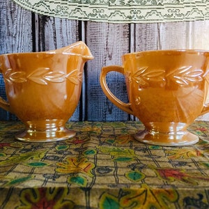 Fire-king Peach Lustre Cream and Sugar set