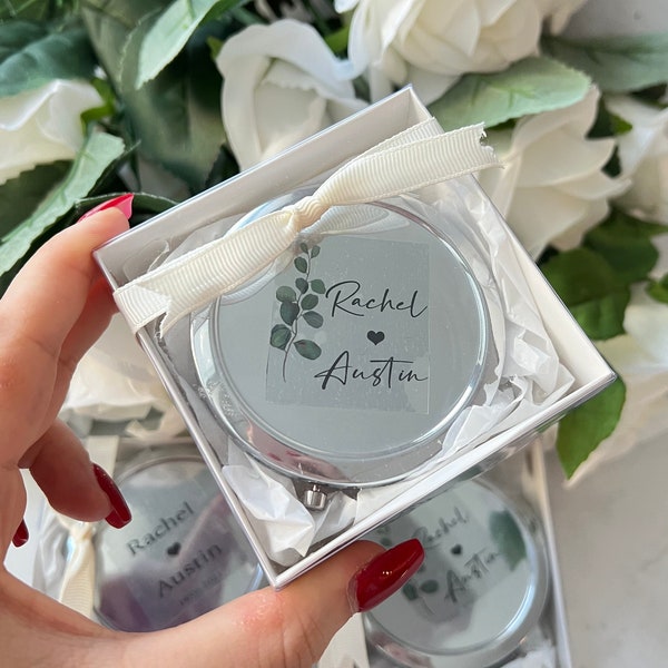 Compact Mirror Wedding Favors, Personalized Mirror Box, Bridal Party Favors, Bridesmaid Favors, Engagement Bulk Gifts, Quinceañera Gift