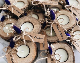 Wooden Tealight Holders, Rustic Wedding Favors, Personalized Candle Favors, Bulk Candle Favors, Beach Wedding Gifts, Bridal Shower Favors