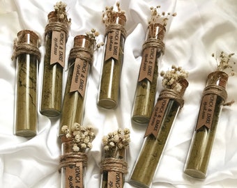 Henna Tube Bottle Favors for Guests, Personalized Henna Night Guest Favors, Glass Bottle Favors with Dried Flowers, Mehndi Henna Favors