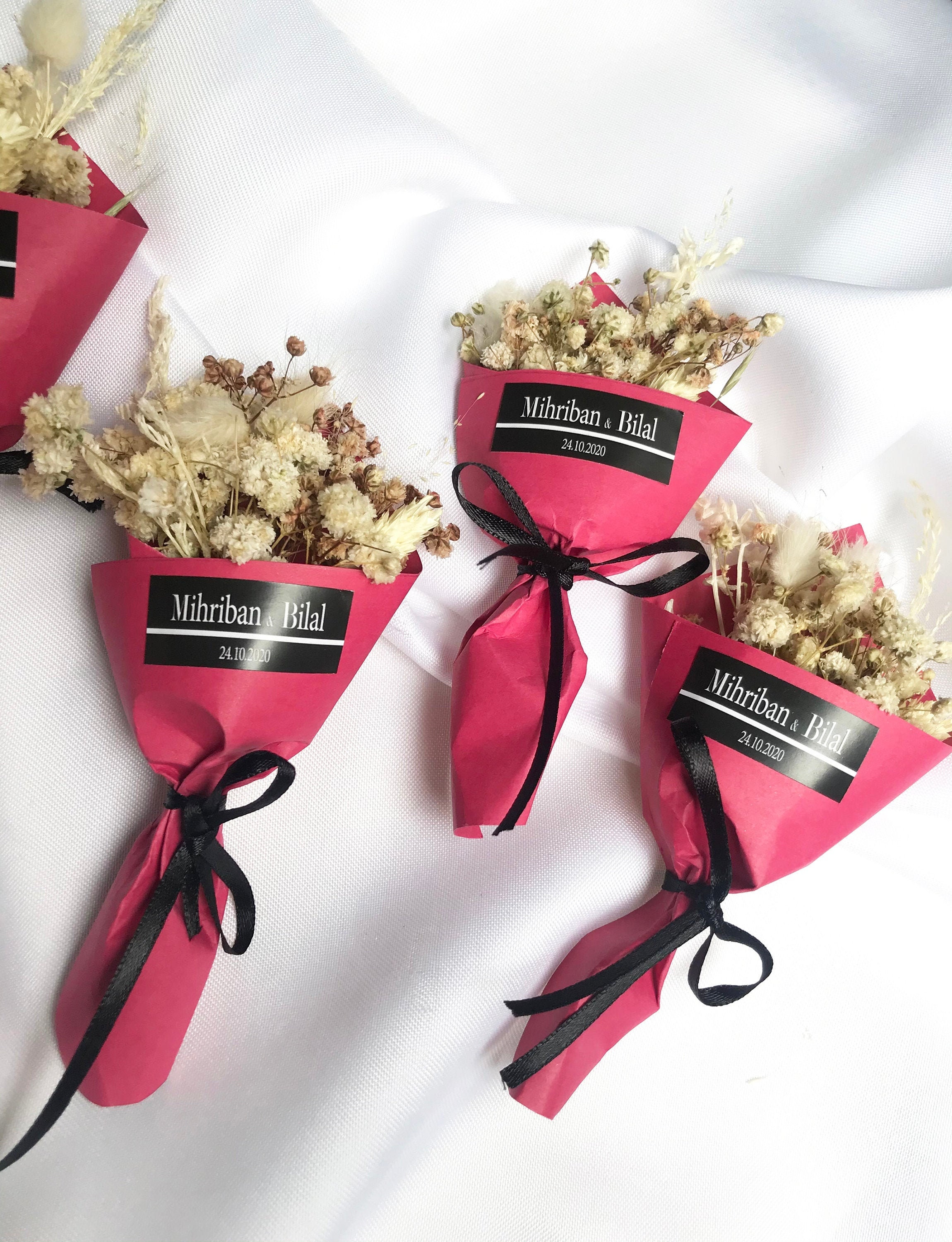Personalized Flower Favors Gift Mini Dried Flower Bouquet Etsy