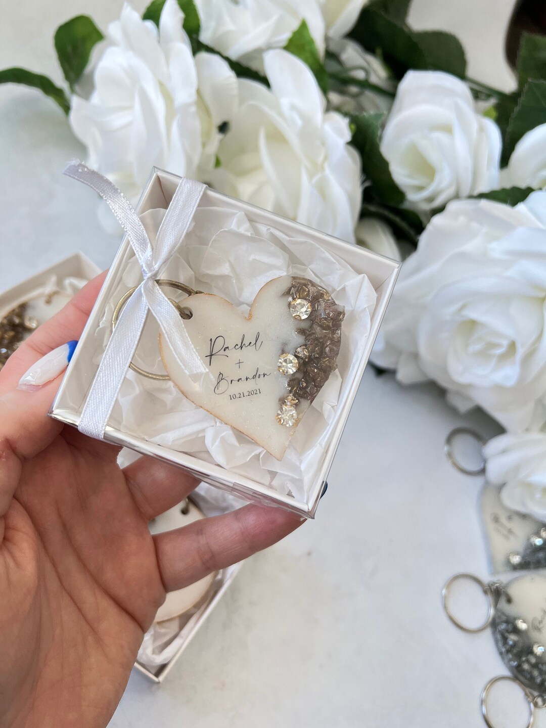 Heart Keychain Bulk Gifts, Valentines Day Bulk Favors, Personalized