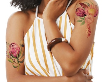 Earthy protea flower Australian floral tattoo inspired artwork   Emalouartist