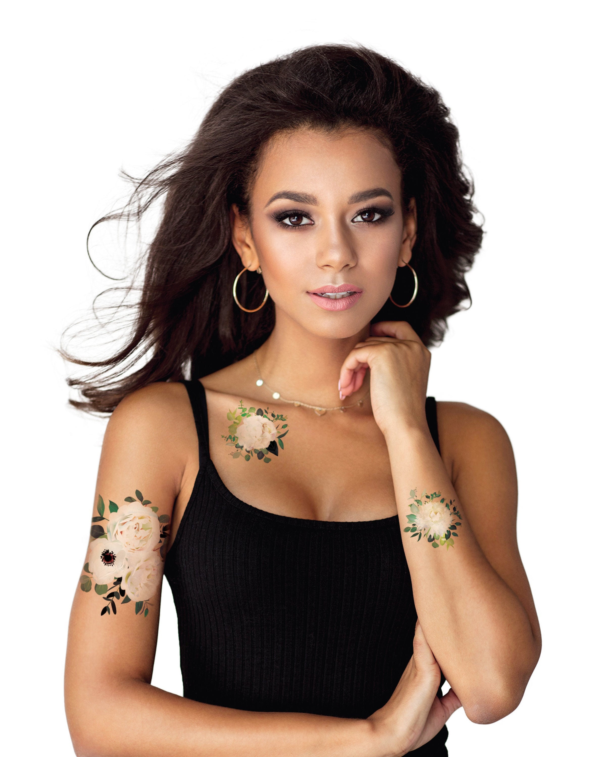 Blumen Tattoo Zwei separate große Temporäre Tattoo Mädchen - Etsy.de