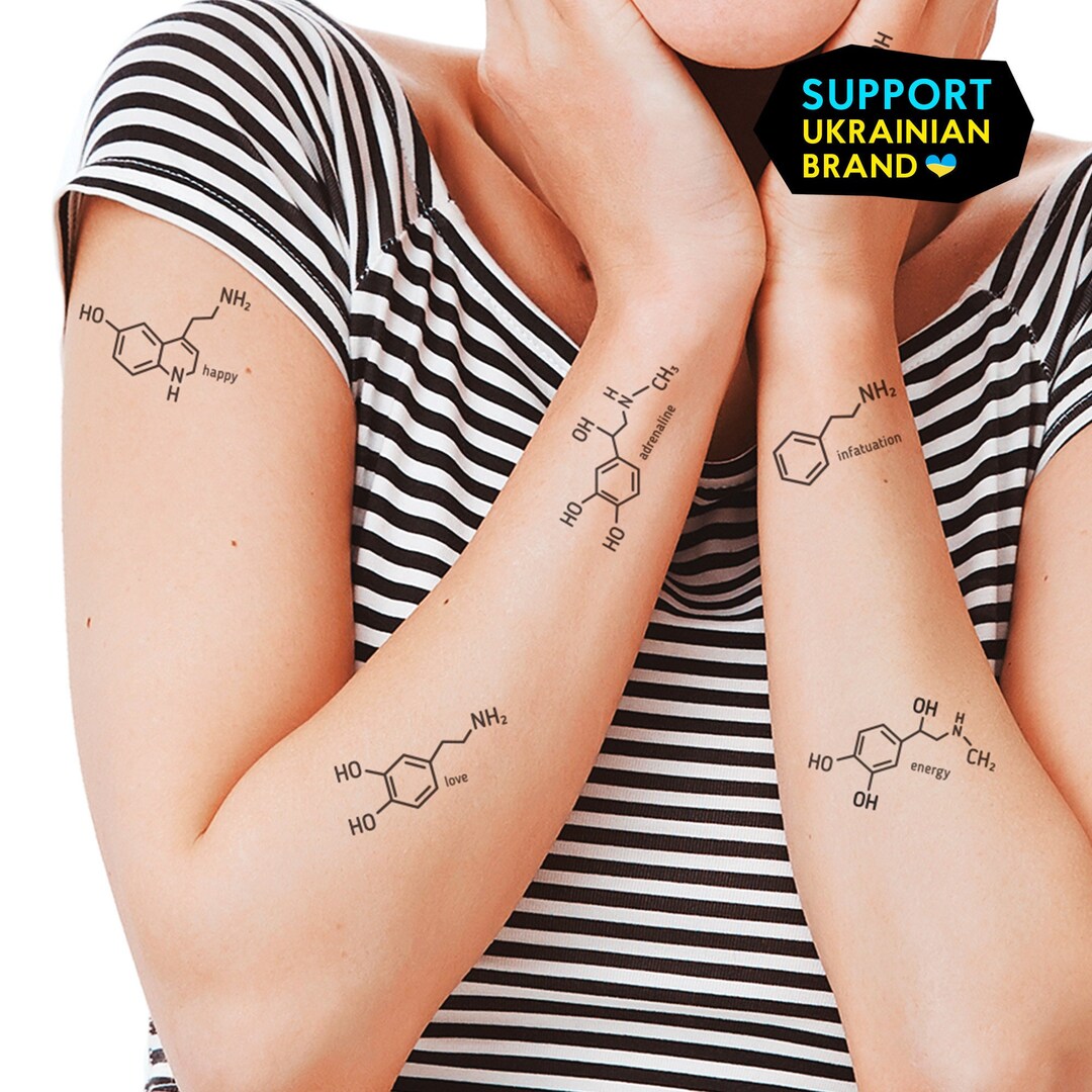 Chemistry Tattoo Temporary Tattoo Set Formula Tattoos Etsy