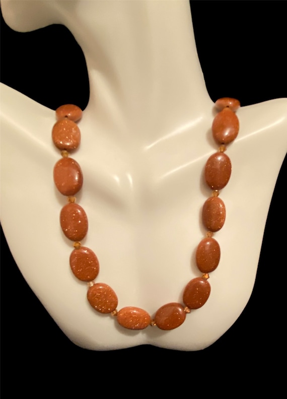 Vintage Golden Sandstone Beaded Necklace