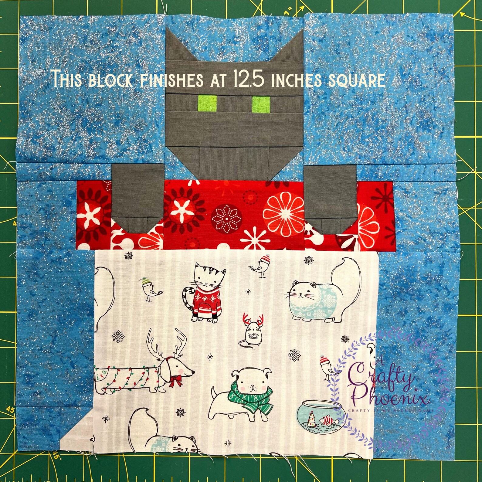 Cat in Stocking PDF Pattern for Mini Quilts, Scrap Fabric Quilt Pattern ...