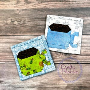 Mug Block Mini Quilt PDF Pattern: Scrap Fabric Coaster (Digital Download)
