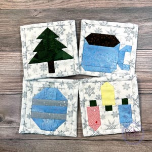 Mini Quilt Blocks PDF Pattern Bundle: Merry Christmas Coasters (Digital Download)