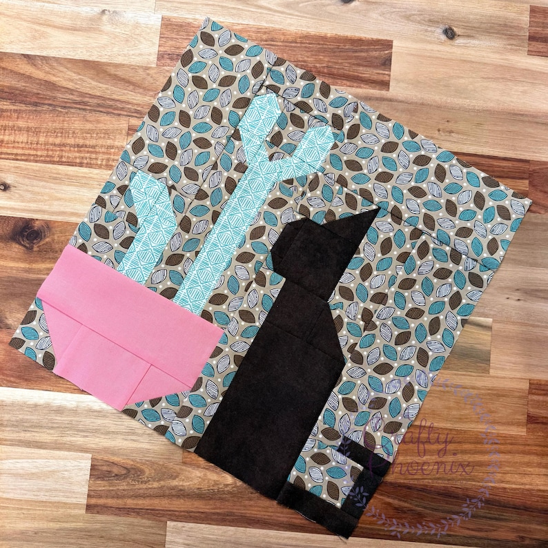 Cat With Plant Quilt Block PDF Pattern, Finishes at 12.5