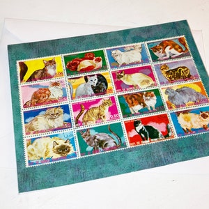 Guinée équatoriale ensemble de cartes de timbres de chat
