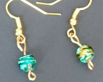 Boucles d’oreilles faites à la main Gold Fresh Small Turquoise Summer Fashion Dangle