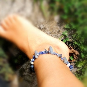 SOMMER SALE Blauer Sodalith Stein & blaues Aventurin Fußkettchen Strand URLAUB