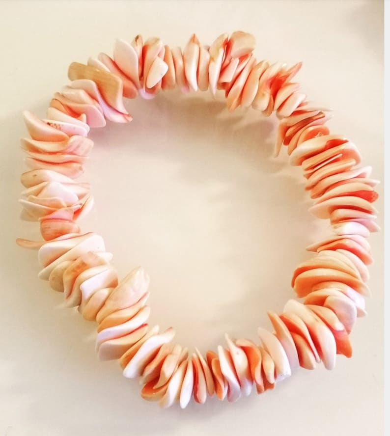 SUMMER SALE Rose Pink shells petals Hawaian style ankle bracelet elasticated