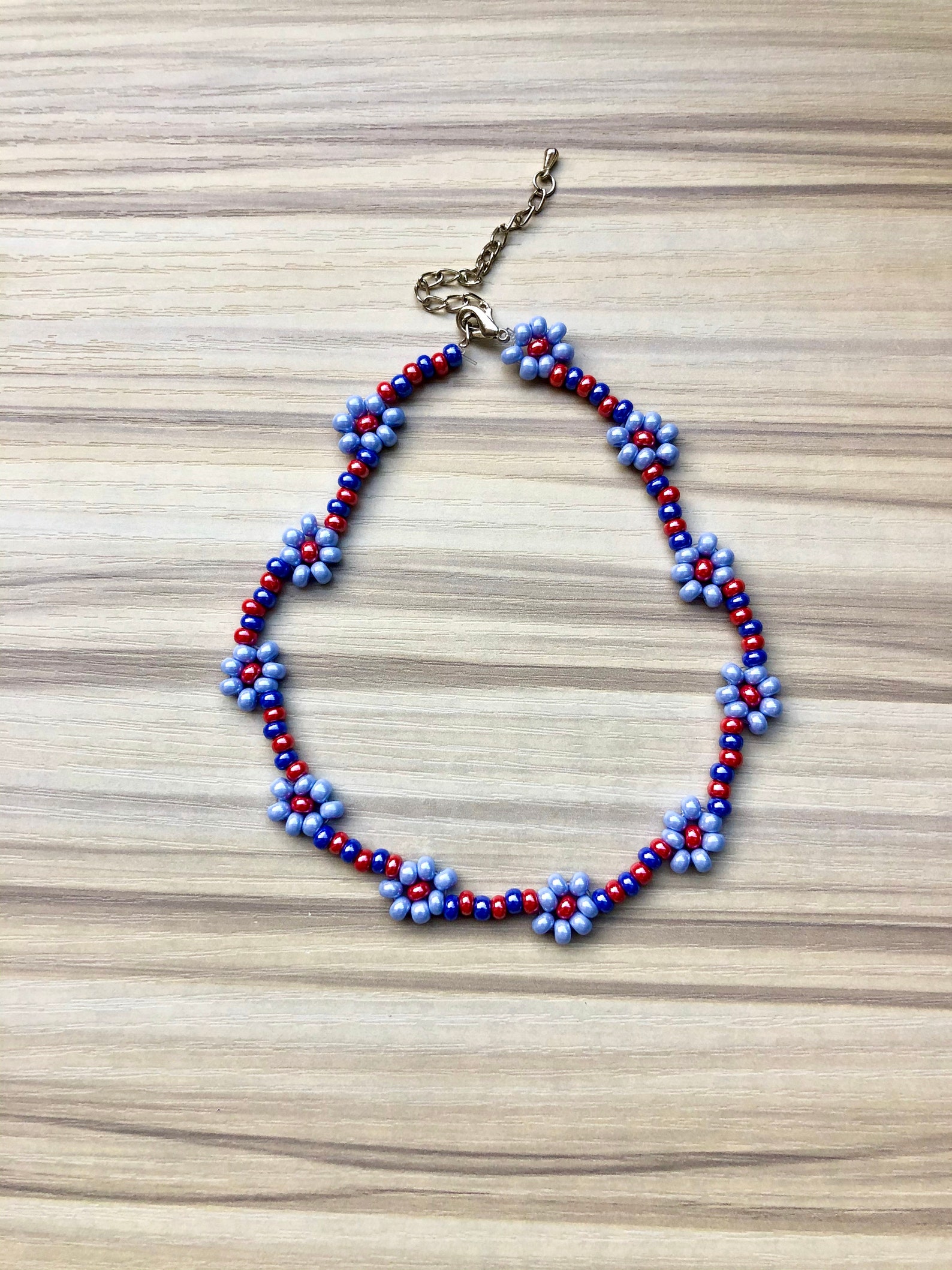 Daisy Chain Seed Bead Necklace Colourful Handmade Beaded Etsy