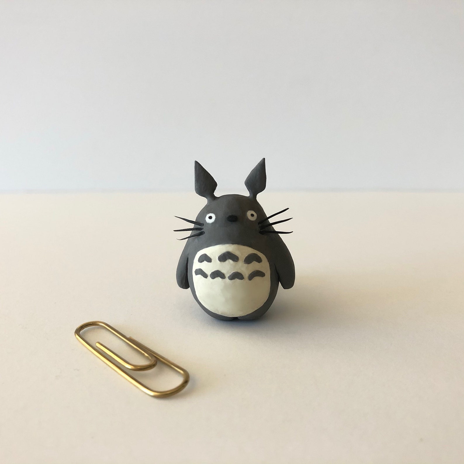 Tiny clay Totoro figurine Etsy