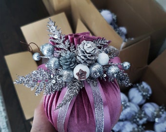 3.15 Inch (8 cm) Luxury Handmade Christmas Tree Decorations | Velvet Balls | Set of 2 Christmas Balls | Xmas Baubles | Xmas Ornaments