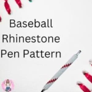 Puede incluir: Un bolígrafo blanco con un diseño de béisbol. El bolígrafo está cubierto de diamantes de imitación blancos y rojos, que se asemejan a una pelota de béisbol con costuras rojas. El bolígrafo es un proyecto de artesanía DIY.
