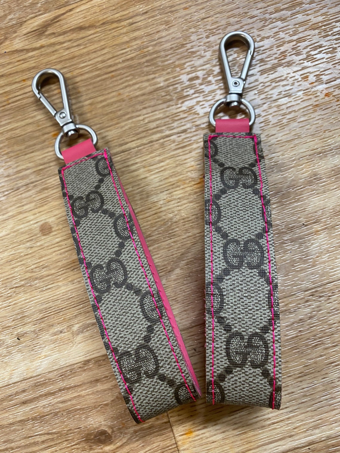 Gucci Pink Leather Keychain Custom Etsy
