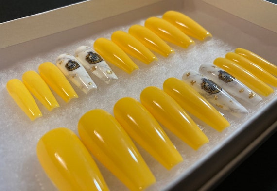 Harry Potter Hogwarts house Hufflepuff inspired luxury press on nails